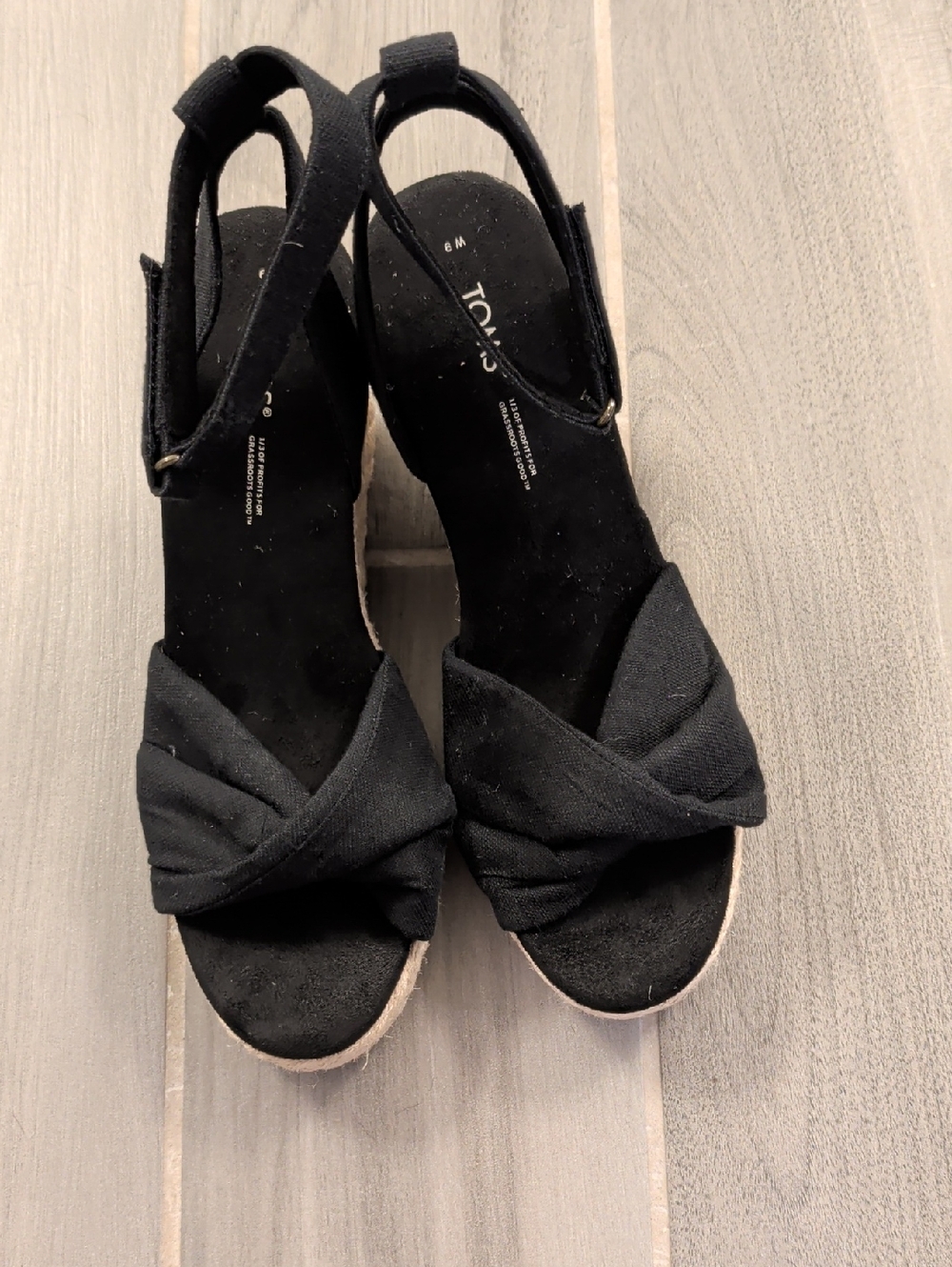 NWOT TOMS Black Twisted Espadrille Slingback Sandals